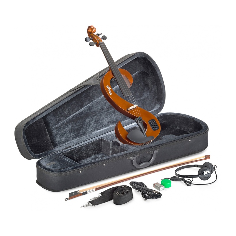 Stagg silent s-shaped electric violin outfit – Violin burst