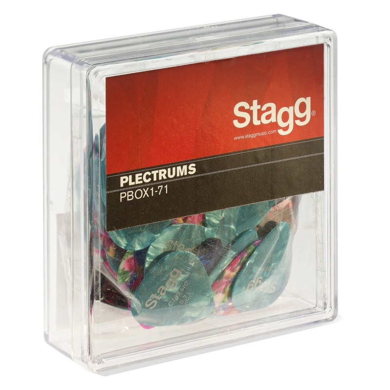 Stagg pack of 100 0.71mm gauge guitar picks – various colours