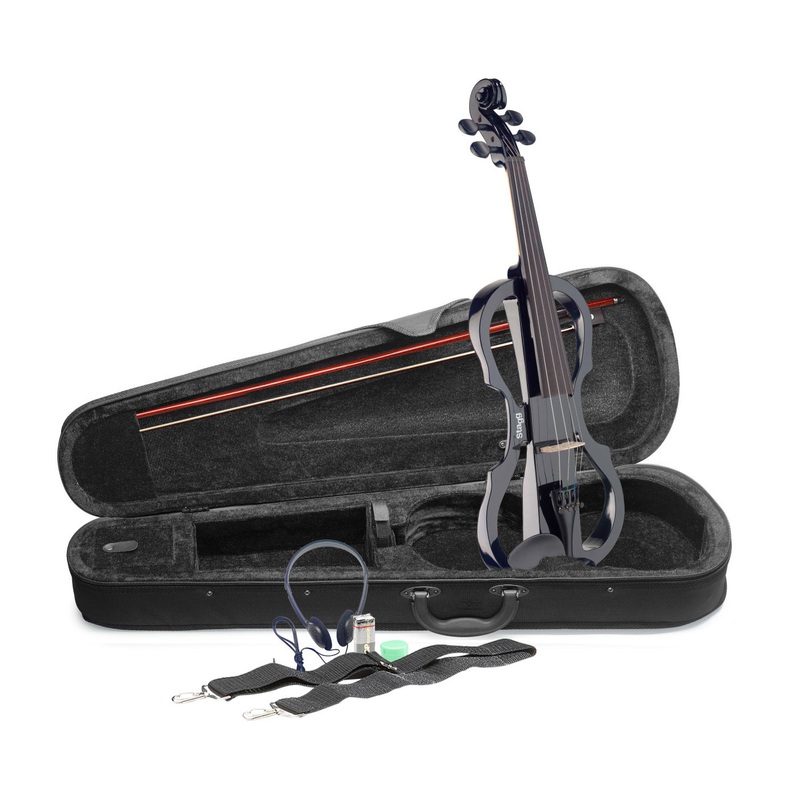 Stagg silent traditionally shaped electric violin outfit – Black