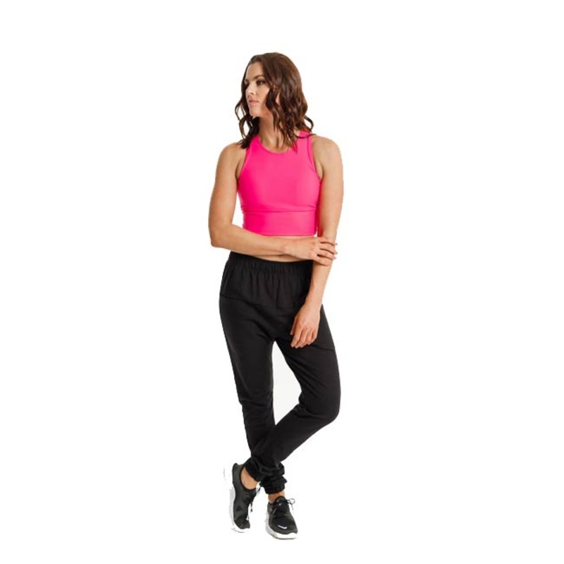 Rose Road Tank Bra – Neon Pink with White Rose Centre Back