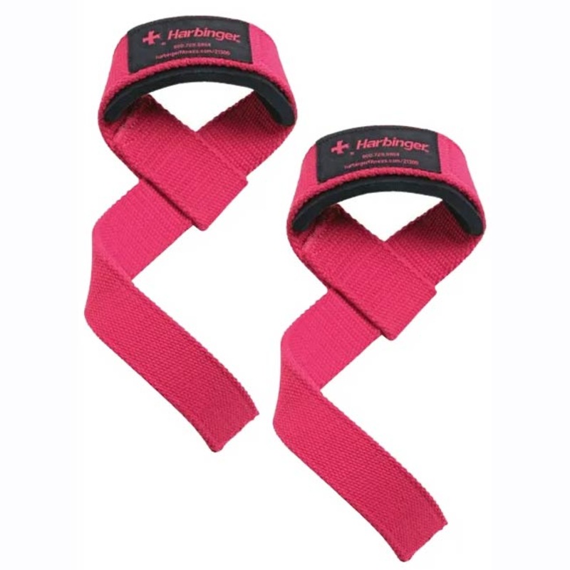 Harbinger Pink Padded Cotton Lifting Straps 21