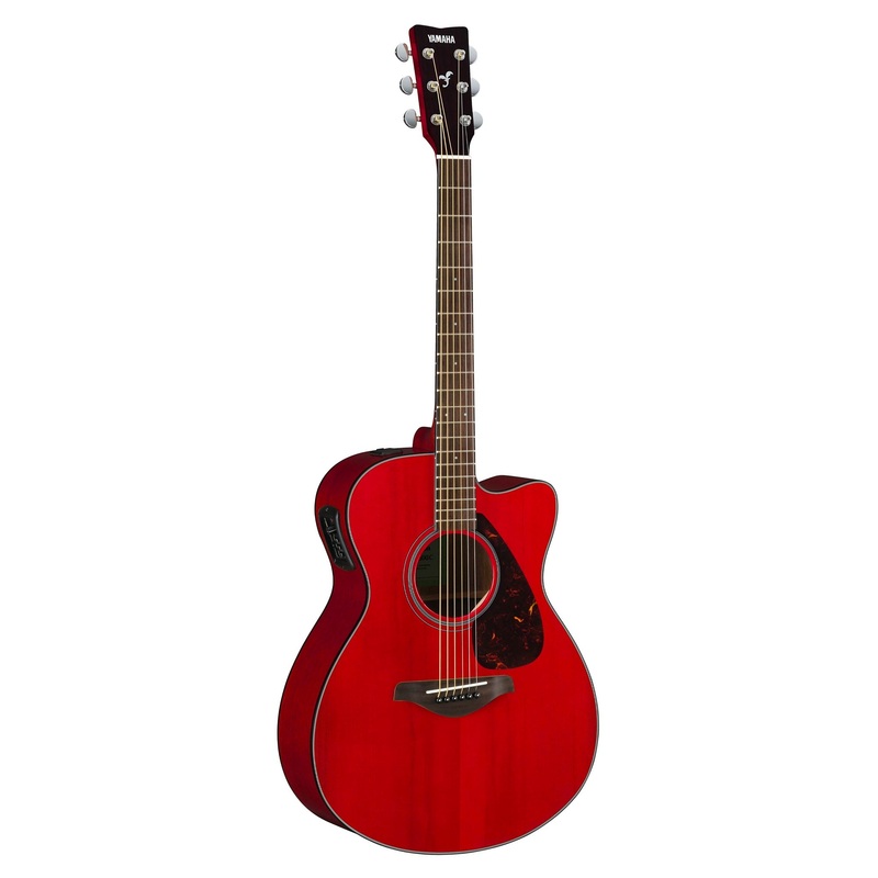 Yamaha FSX800CII 4/4 solid top concert cutaway electro-acoustic guitar – Ruby Red
