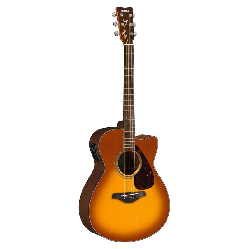 Yamaha FSX800CII 4/4 solid top concert cutaway electro-acoustic guitar – Sandburst
