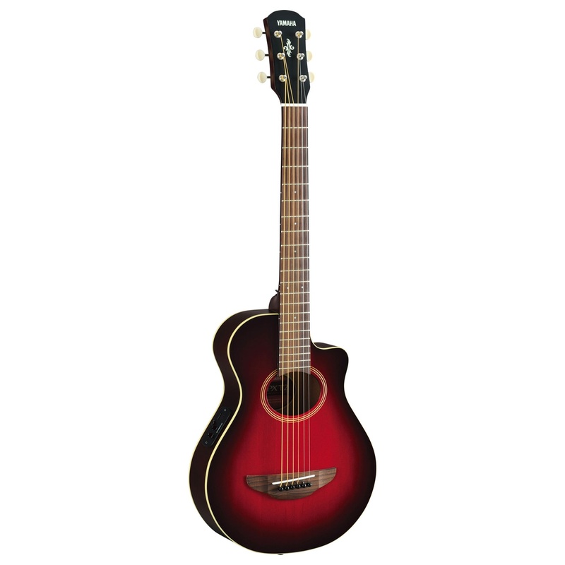 Yamaha APXT2 3/4 cutaway travel electro-acoustic guitar in gloss – Dark Red Burst