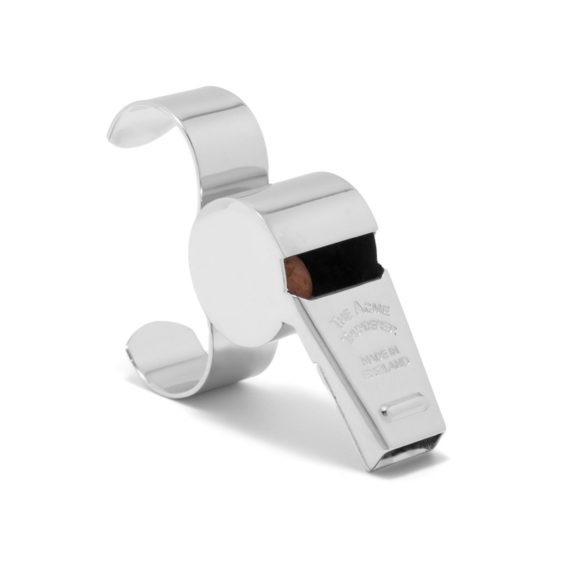 Acme large brass thunderer finger whistle – nickel plated