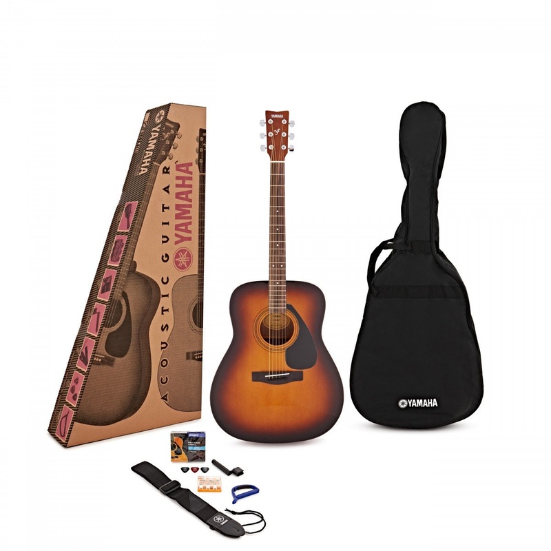 Yamaha F310II 4/4 dreadnought acoustic guitar pack in gloss – Tobacco brown sunburst
