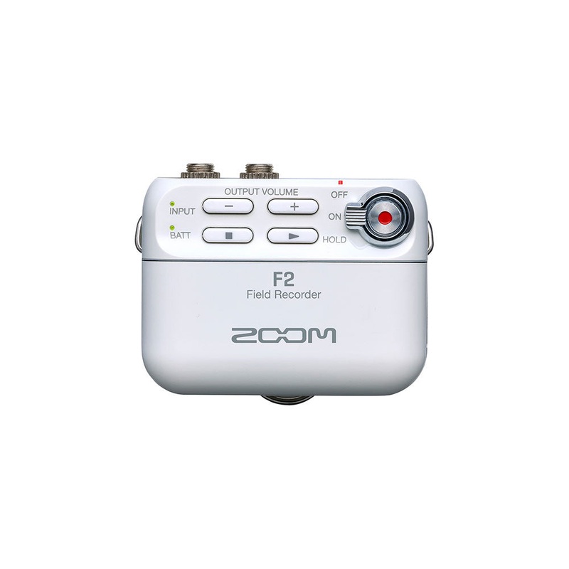 Zoom F2 field recorder with lavalier microphone – white