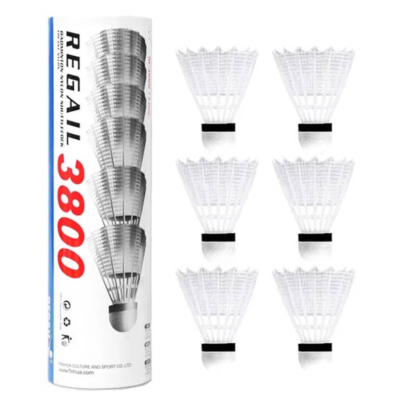 Regail Nylon Badminton Shuttles White Tube of 6