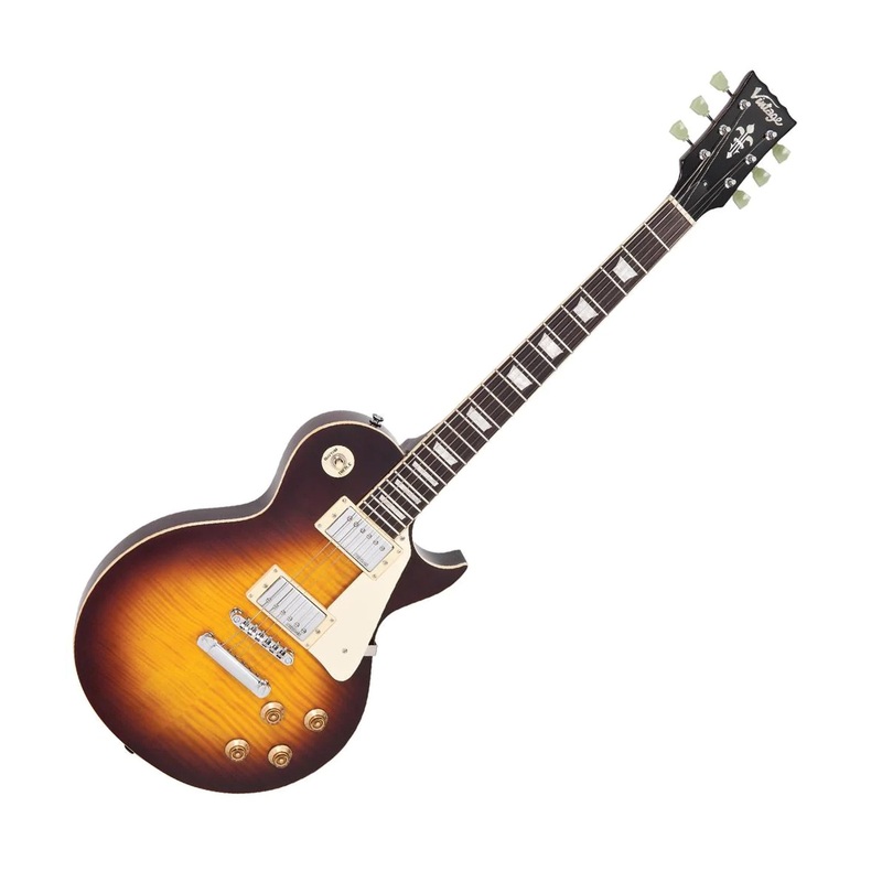 Vintage V100 Reissued electric guitar – Flame Iced Tea