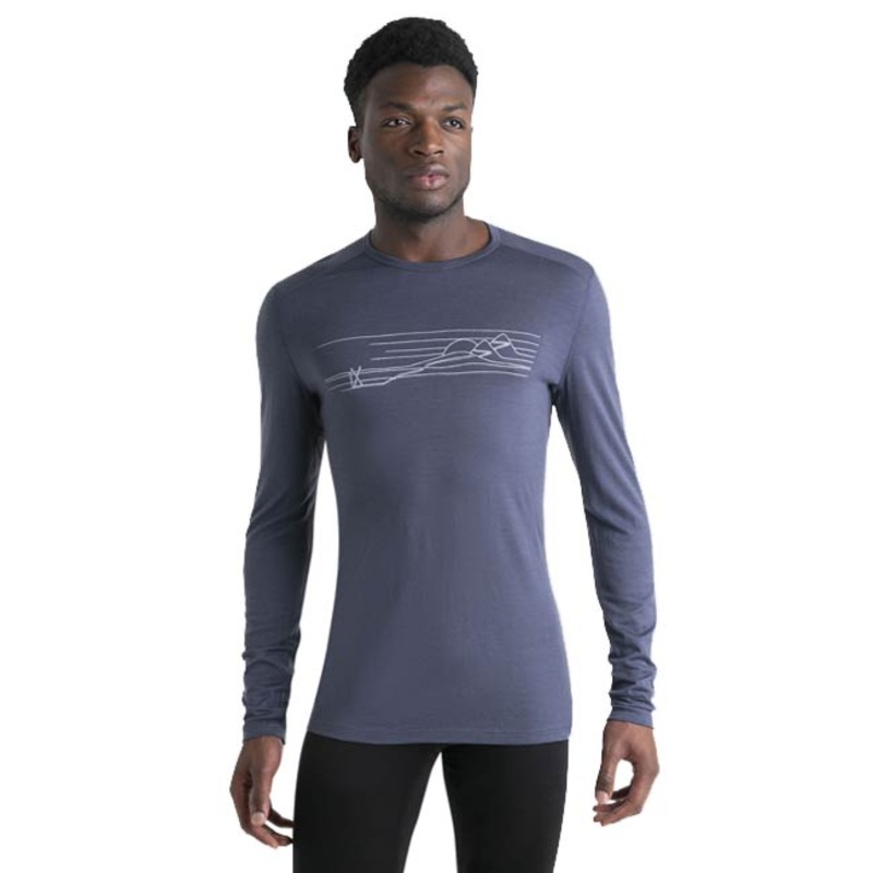 Icebreaker Men’s Merino 200 Oasis LS Crew Neck Thermal Top Ski Stripes