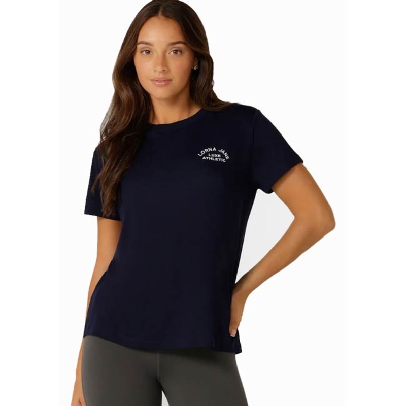 Lorna Jane Lotus T-Shirt|French Navy|XS|S|M|L
