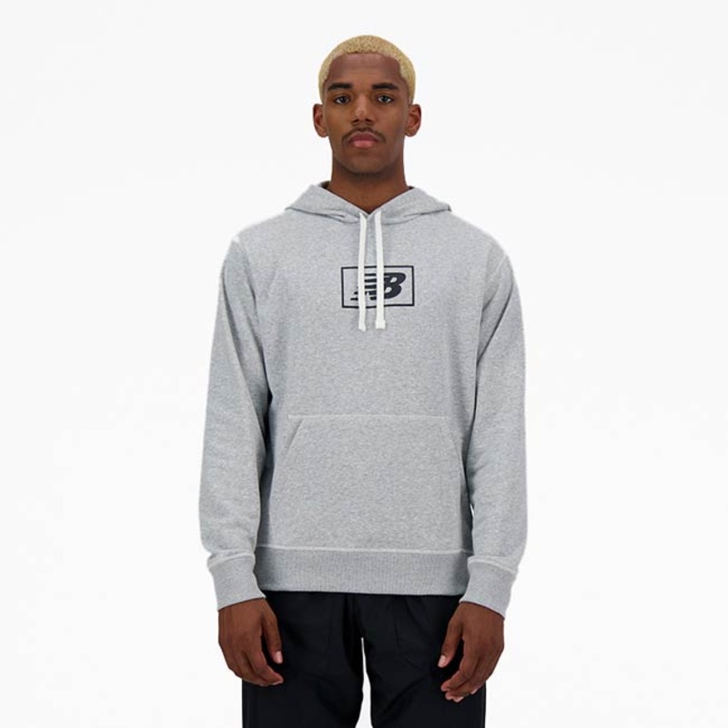 Mens New Balance Essentials Hoodie – Grey