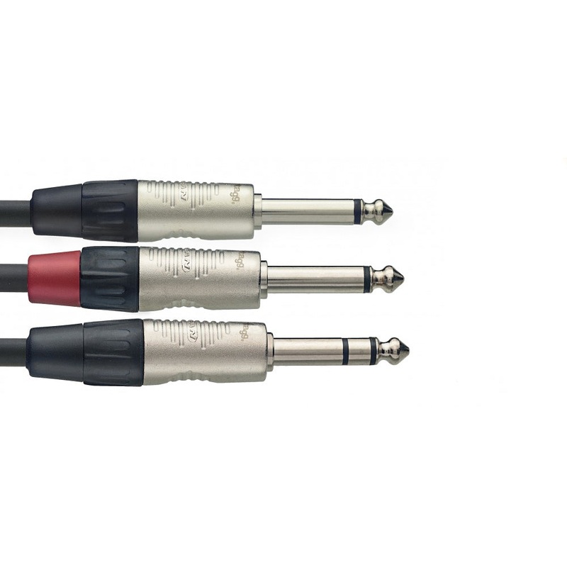 Stagg stereo large jack to 2 x mono large jack Y cable – 1m