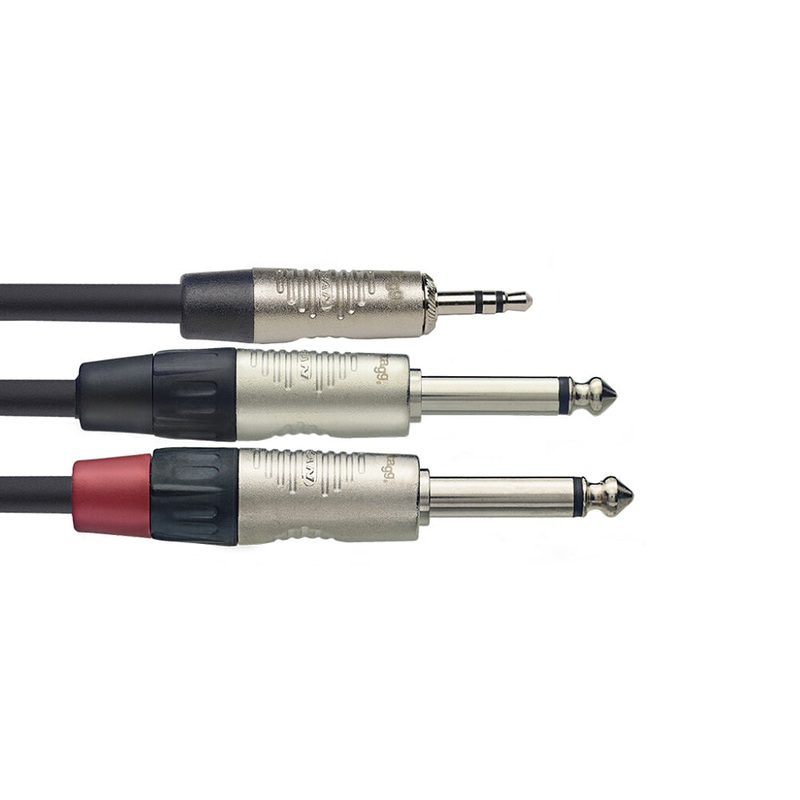 Stagg stereo mini jack to 2 x mono large jack Y cable – 3m