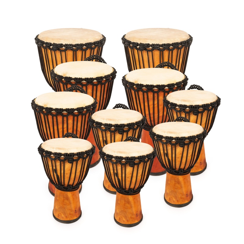 Wide Top rope-tuned djembe pack for education – Primary 10 players
