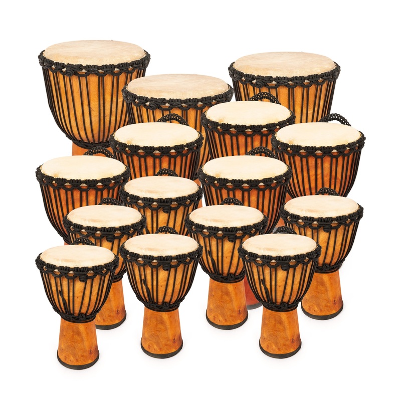 Wide Top rope-tuned djembe pack for education – Primary 15 players