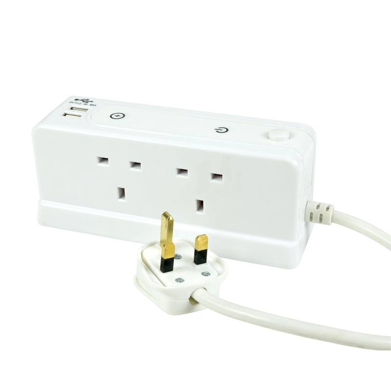 4 Gang Extension Lead with Compact Surge and Dual USB Ports – 1m