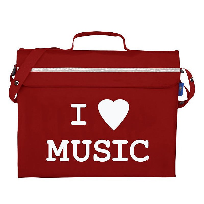 Primo music bag with ‘I love music’ design – Burgundy