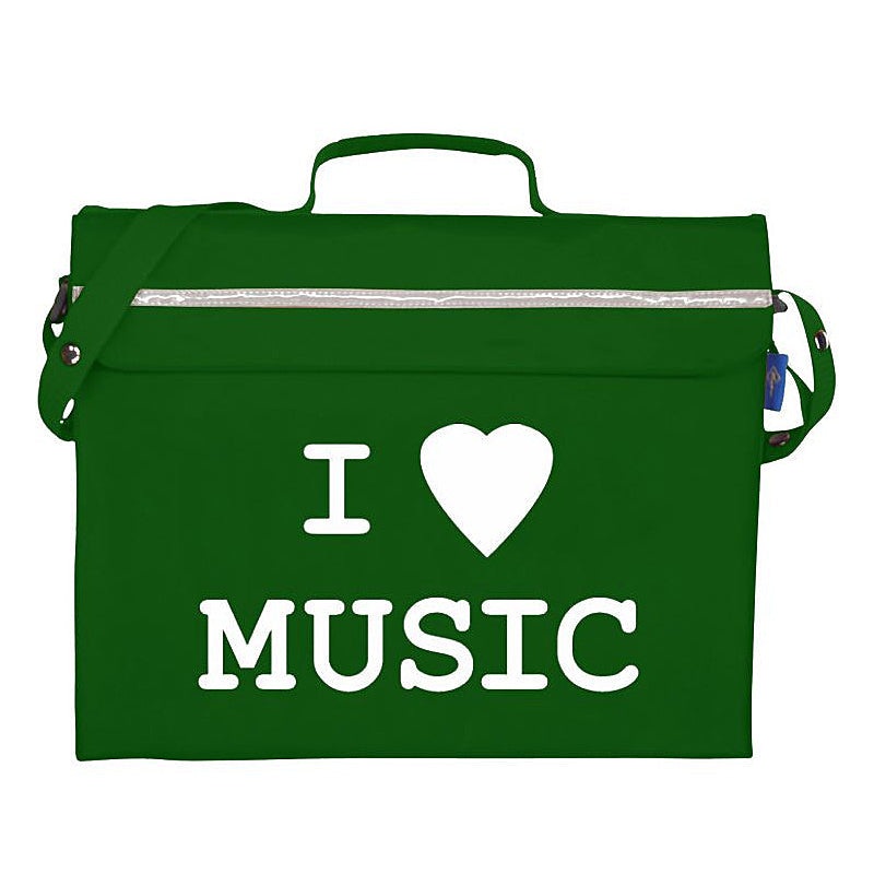 Primo music bag with ‘I love music’ design – Dark green