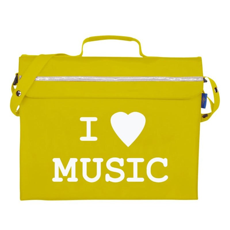 Primo music bag with ‘I love music’ design – Yellow