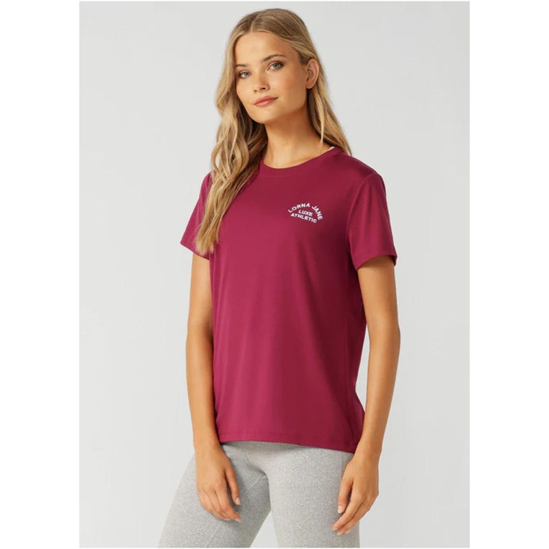 Lorna Jane Lotus Tee – Berry Red