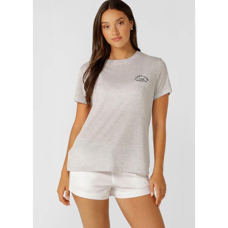 Lorna Jane Lotus T Shirt  Light Grey Marl