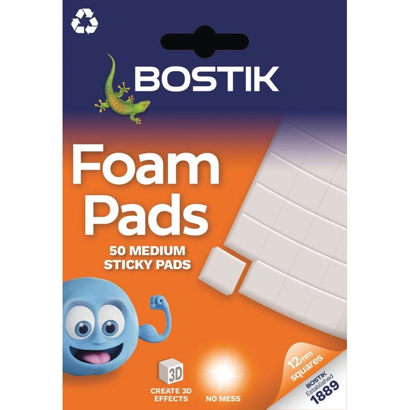 Bostik Foam Pads, 12x12mm, Pack of 50 pads