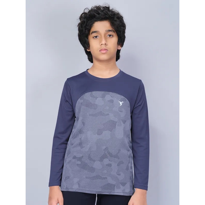 Boys Jacquard Slim Fit Crew Neck T-shirt with VENTMESH