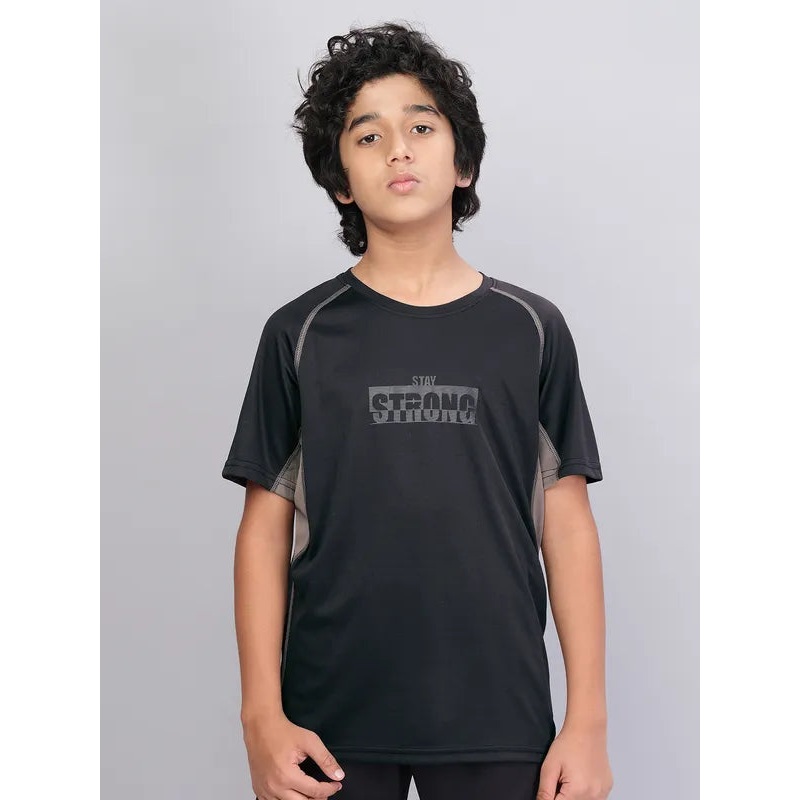 Boys Printed Slim Fit Crew Neck T-shirt with TECHNO COOL+