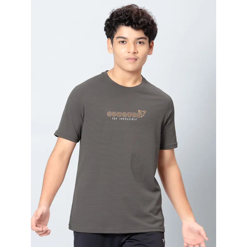 Boys Typography Printed Slim Fit Crew Neck T-shirt with ELASTO PLUS