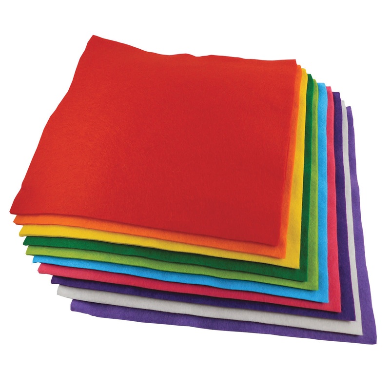 Colour Felt Squares – Bright Assorted Pack of 30