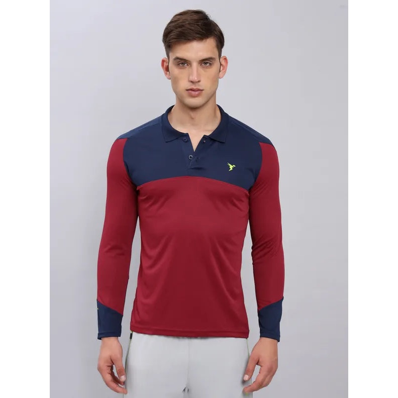 Men Colorblock Slim Fit Polo T-shirt with TECHNO COOL+