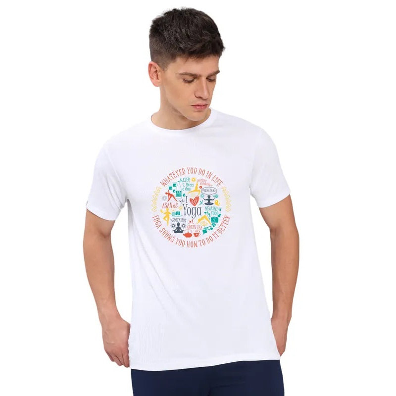 Men Solid Slim Fit Crew Neck T-shirt with TECHNO COOL+