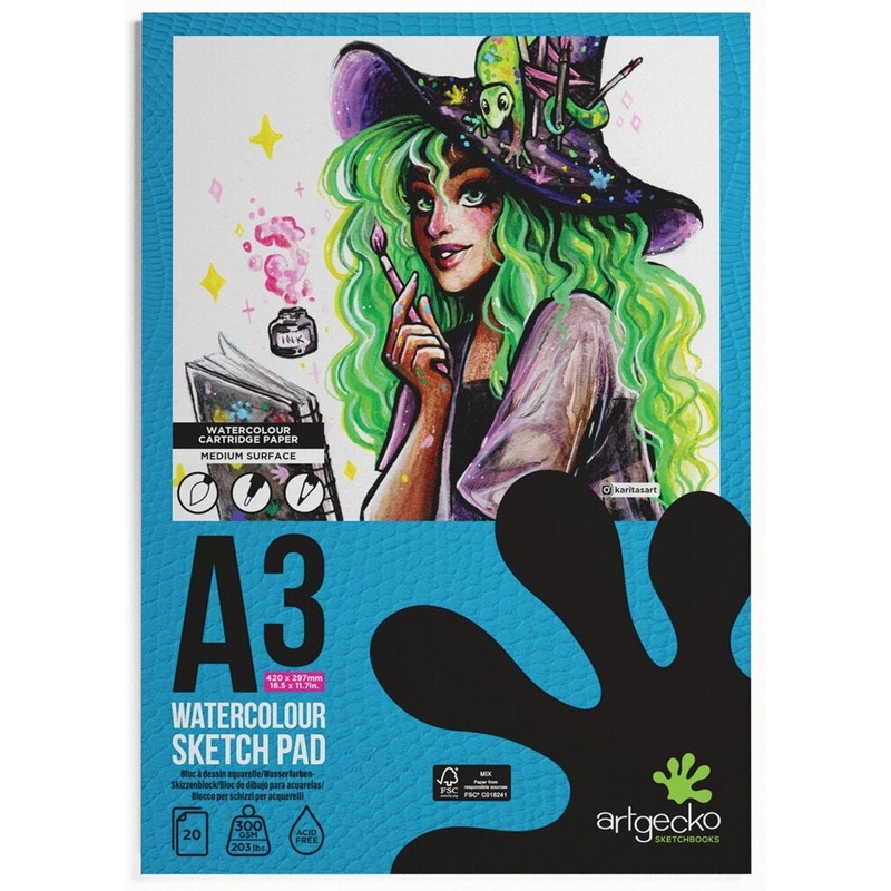 Artgecko Watercolour Sketch Pad, A3, 20 Sheets
