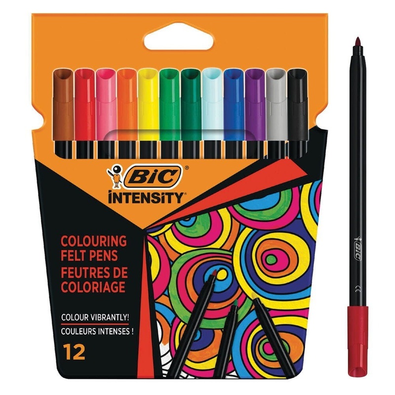 BiC Intensity Fibre Tipped Pen, Assorted Colours, Pack of 12