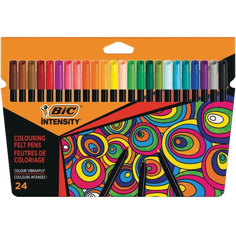 BiC Intensity Fibre Tipped Pen, Assorted Colours, Pack of 24