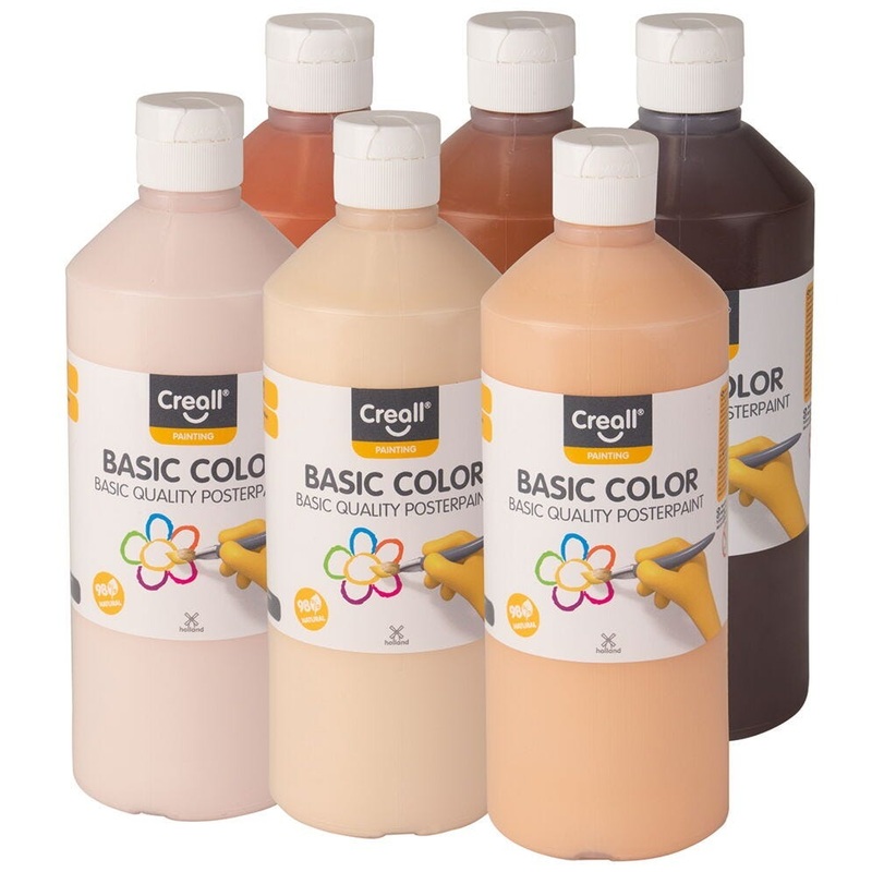 Creall Ready Mixed Basic Colour Paint Multicultural, 6 x 500ml