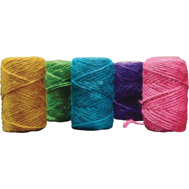 Jute Yarns, 20m, Coloured, Pack of 5