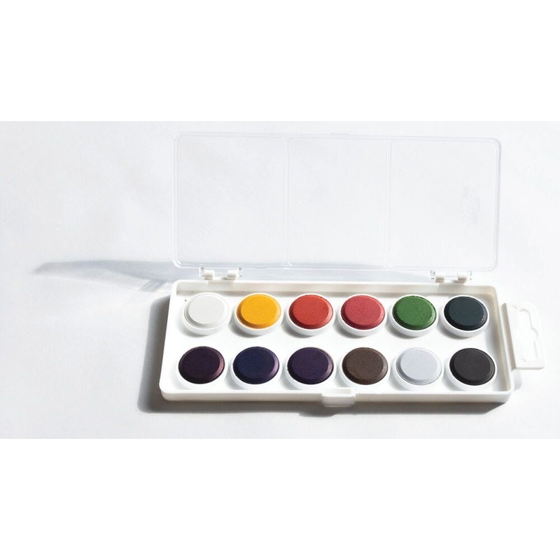 KOH-I-NOOR Dye-based Watercolour Set, 12 colour flat palette