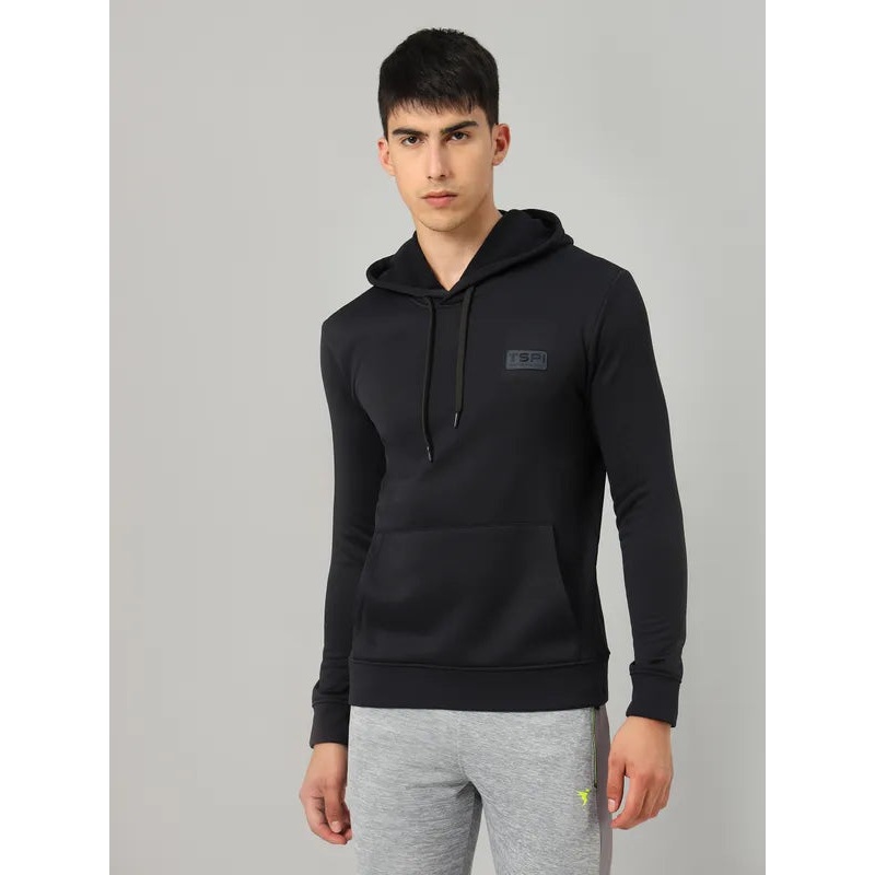 Men Solid Slim Fit Hooded Jacket with TECHNO DRY