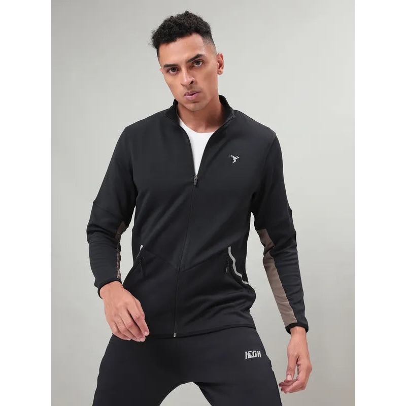 Men Solid Slim Fit Mock Neck Jacket with ELASTO PLUS