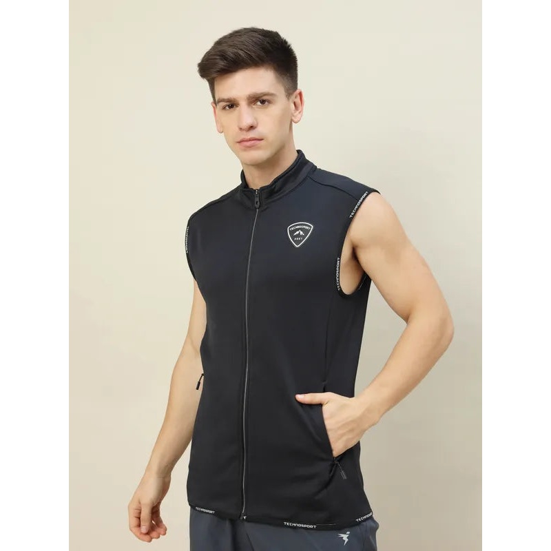 Men Solid Slim Fit Mock Neck Jacket with TECHNOLITE