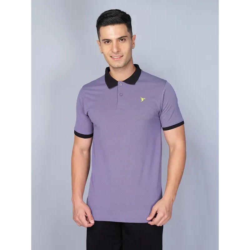 Men Solid Slim Fit Polo T-shirt with ELASTO PLUS