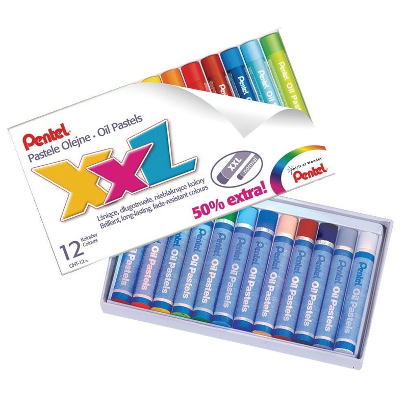 Pentel XXL Oil Pastels, Assorted Colours, Pack of 12