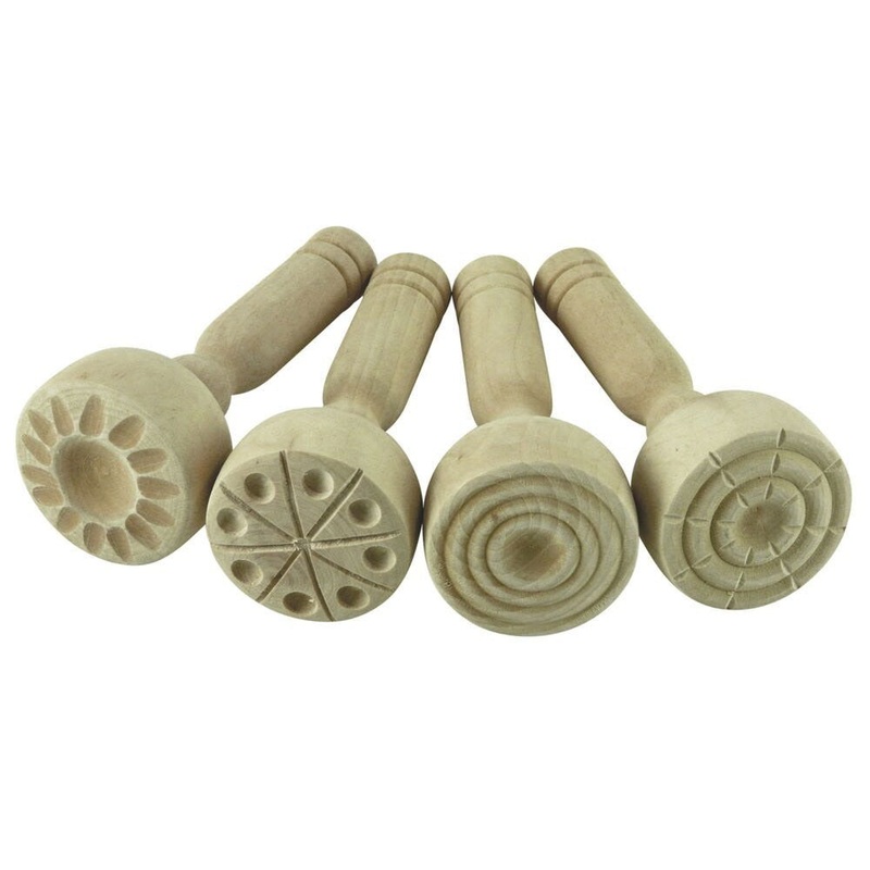 Wooden Dough Stampers, Set of 4