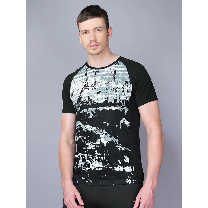 Men Stripe Slim Fit Crew Neck T-shirt with TECHNO COOL