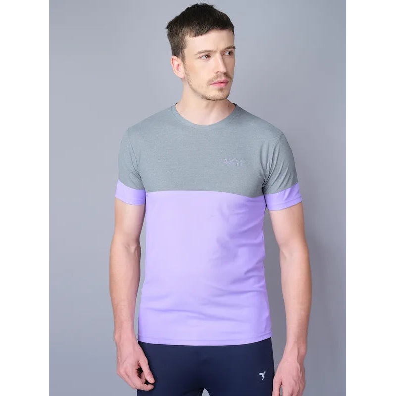 Men Colorblock Slim Fit Crew Neck T-shirt with TECHNO GUARD