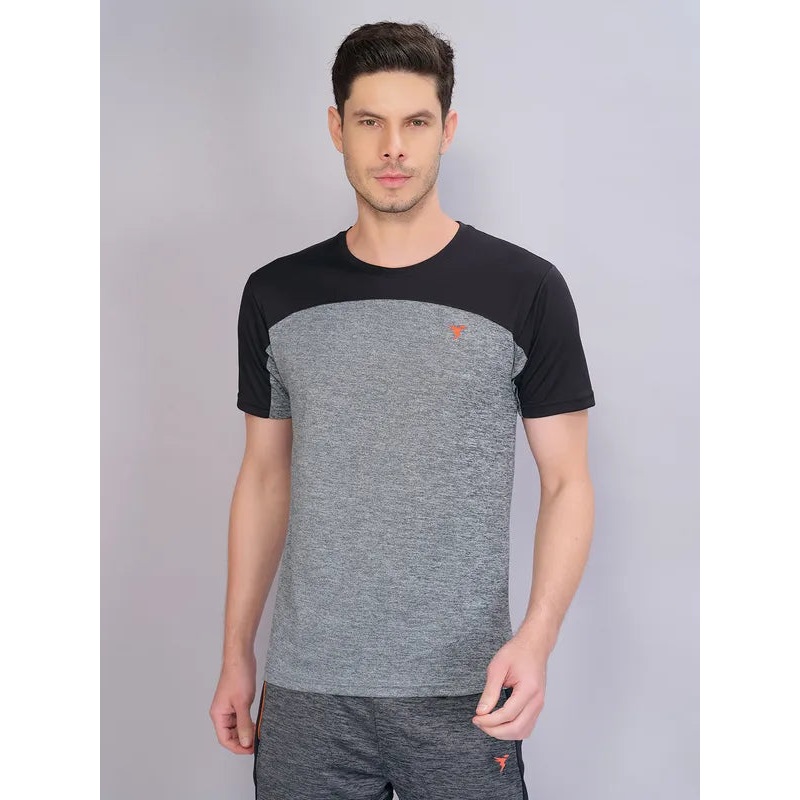 Men Crew Neck Slim Fit Melange T-shirt with DOUBLE COOL