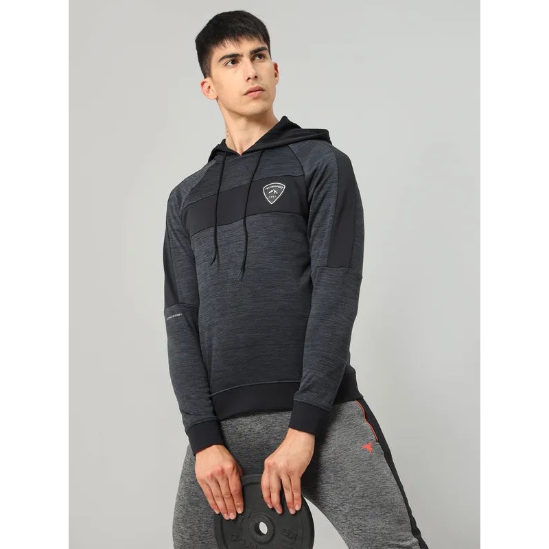 Men Melange Slim Fit Hooded Jacket with TECHNO GUARD