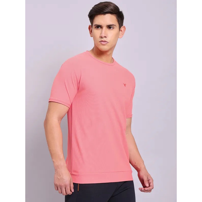 Men Solid Slim Fit Crew Neck T-shirt with MATPIQ